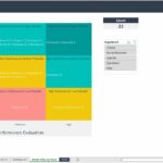 Evaluation matrix categorizing employees by performance and potential across departments.