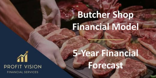 Butcher shop financial model showing 5-year forecast details.