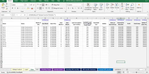 Real Estate Development Model (lot-based)
