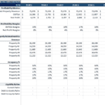 Table showing rental property metrics: revenue, profit margins, and occupancy rates over ten years.