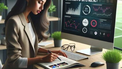 Analysis of financial data for starting a sports agency on a computer.