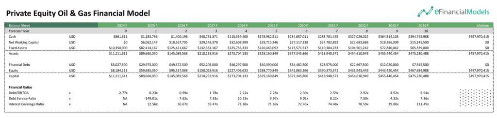 Private Equity Oil & Gas Financial Model Balance Sheet | eFinancialModels 6 - Private Equity Oil & Gas Financial Model