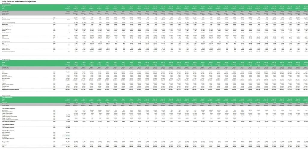 Daily Financial Forecast and Projections Template | eFinancialModels 8 - Daily Financial Forecast