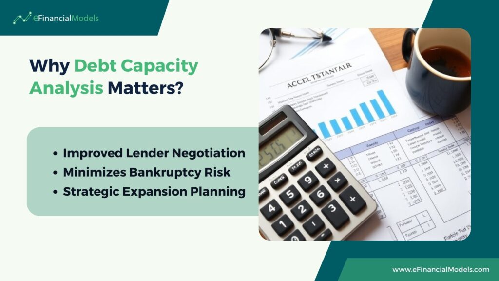 Importance of Debt Capacity Analysis in Finance | eFinancialModels Key advantages of debt capacity analysis: lender negotiation, bankruptcy risk reduction, strategic expansion.
