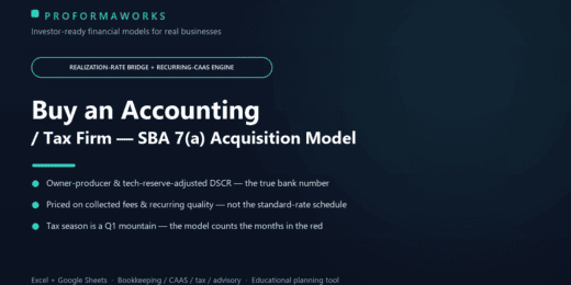 Accounting / Bookkeeping / Tax Firm Acquisition & SBA Underwriting Financial Model
