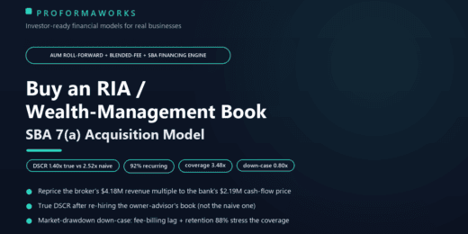 RIA / Wealth-Management Practice Acquisition & SBA Underwriting Financial Model