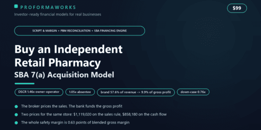 Independent Retail Pharmacy Acquisition & SBA Underwriting Financial Model