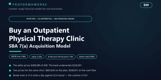 Outpatient Physical Therapy Clinic Acquisition & SBA Underwriting Financial Model