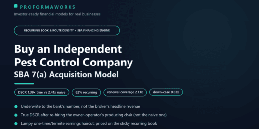 Pest Control Company Acquisition Financial Model