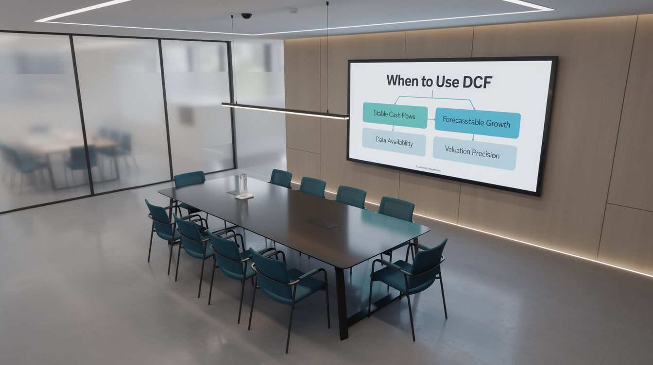 Decision tree showing when to use DCF versus alternative valuation methods