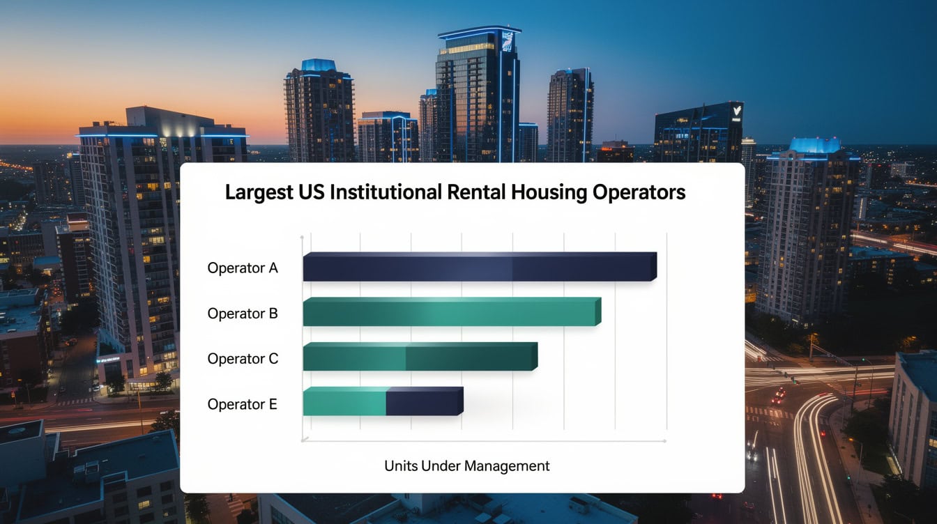 Horizontal bar chart comparing the largest US institutional rental housing operators by approximate unit count, distinguishing multifamily REITs from SFR/BTR operators