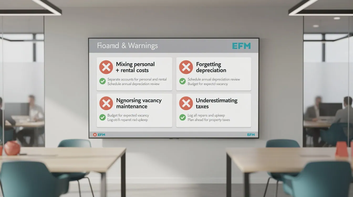 Five common Airbnb spreadsheet mistakes shown as warning signs with corresponding fixes | eFinancialModels Five common Airbnb spreadsheet mistakes shown as warning signs with corresponding fixes
