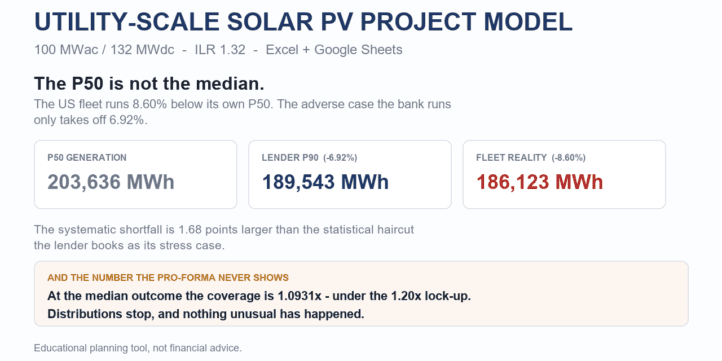 Utility-Scale Solar PV Model | P50 Bias & Debt Sizing Utility-Scale Solar PV Model | P50 Bias & Debt Sizing