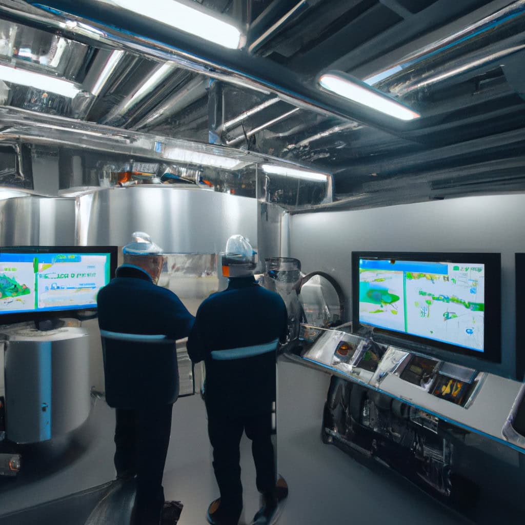 German manufacturing plant with industrial SaaS dashboards showing MES quality control and predictive maintenance data | eFinancialModels German manufacturing plant with industrial SaaS dashboards showing MES, quality control, and predictive maintenance data