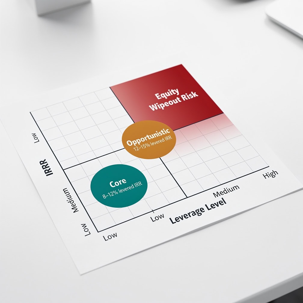 Decision matrix showing when leverage adds value is neutral or destroys value based on debt cost versus unlevered IRR | eFinancialModels Decision matrix showing when leverage adds value, is neutral, or destroys value based on debt cost versus unlevered IRR