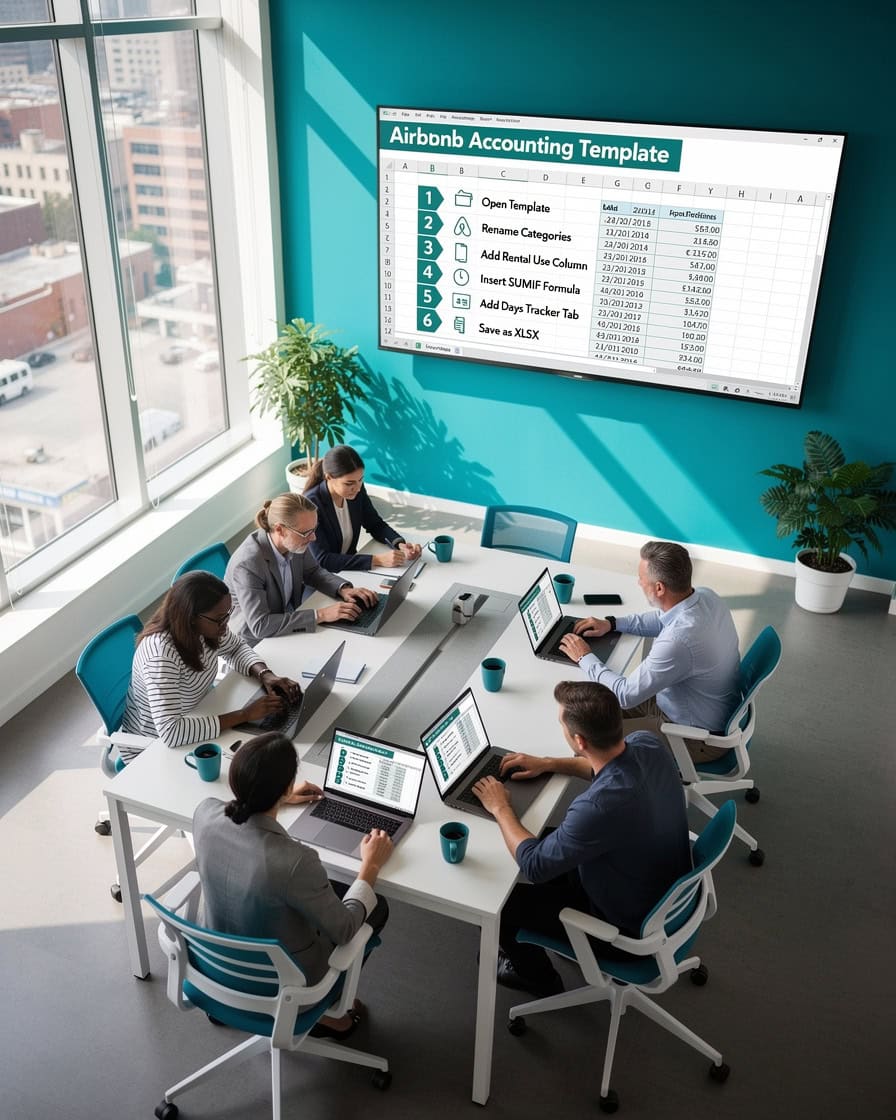 Excel template with three scenario tabs showing Conservative Base and Optimistic Airbnb COCR models | eFinancialModels Excel template with three scenario tabs showing Conservative, Base, and Optimistic Airbnb COCR models