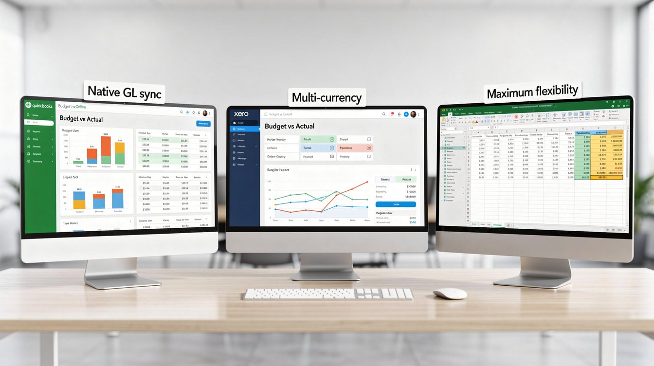 Comparison of QuickBooks Online Xero and Excel for budget vs actual reporting showing key features of each tool | eFinancialModels Comparison of QuickBooks Online, Xero, and Excel for budget vs actual reporting showing key features of each tool