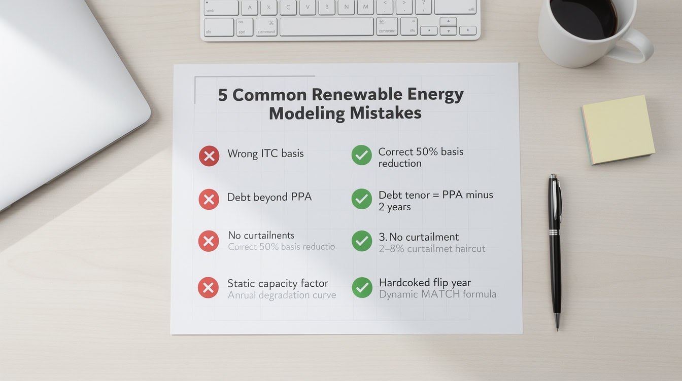 Five common renewable energy financial modeling mistakes and their fixes | eFinancialModels Five common renewable energy financial modeling mistakes and their fixes
