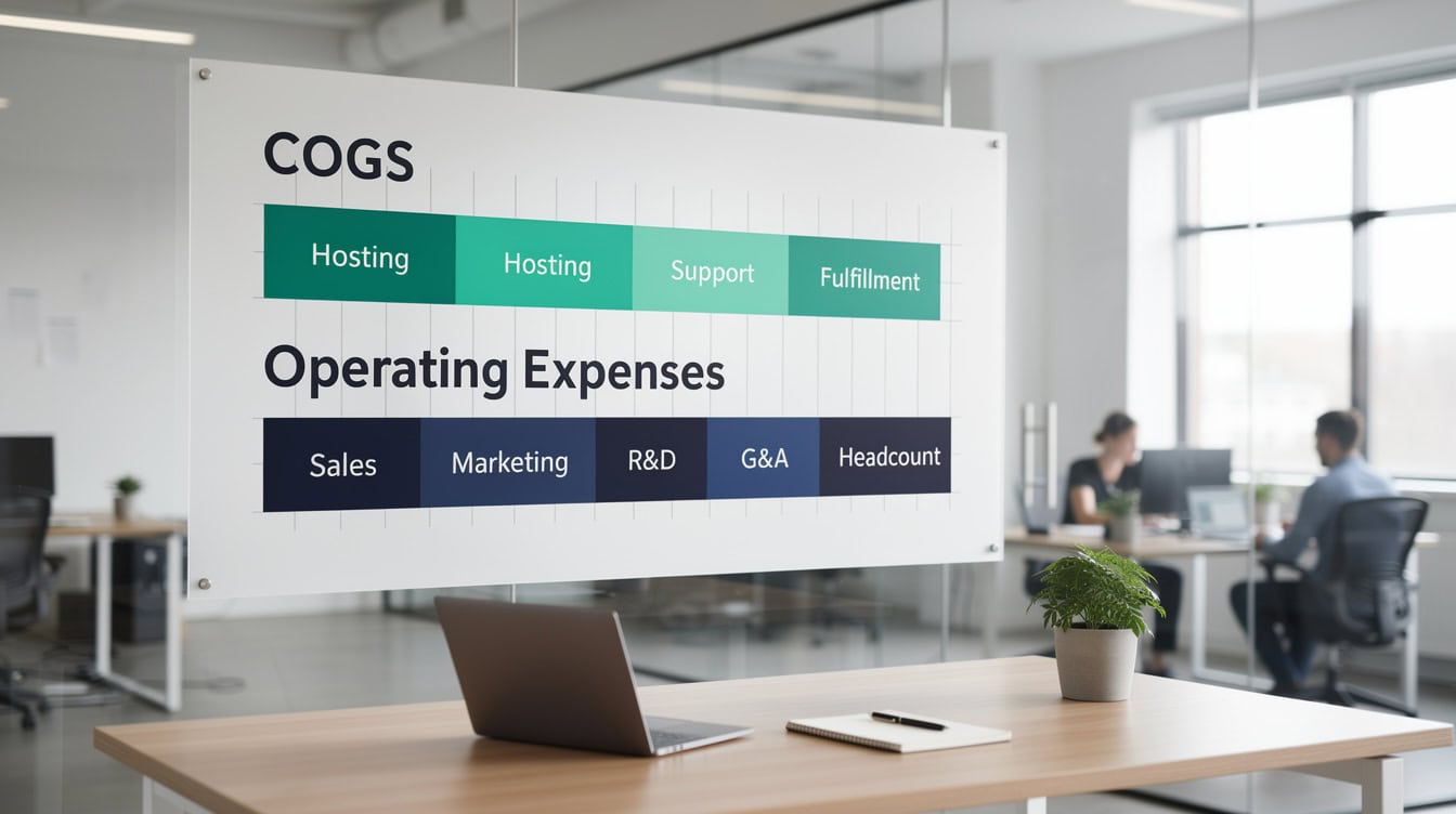 Startup cost structure diagram showing COGS and operating expense layers with labeled components | eFinancialModels Startup cost structure diagram showing COGS and operating expense layers with labeled components