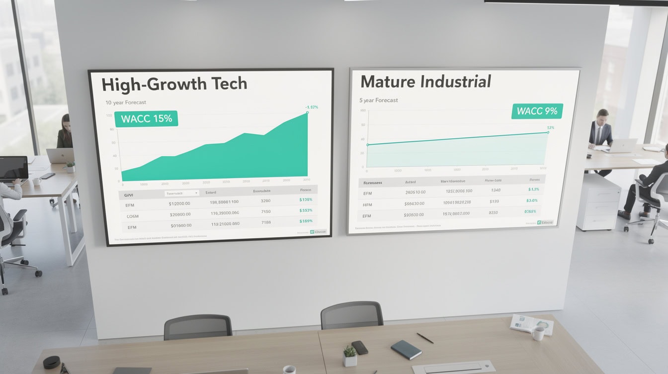 Side-by-side comparison of DCF customization for high-growth tech versus mature industrial companies | eFinancialModels Side-by-side comparison of DCF customization for high-growth tech versus mature industrial companies