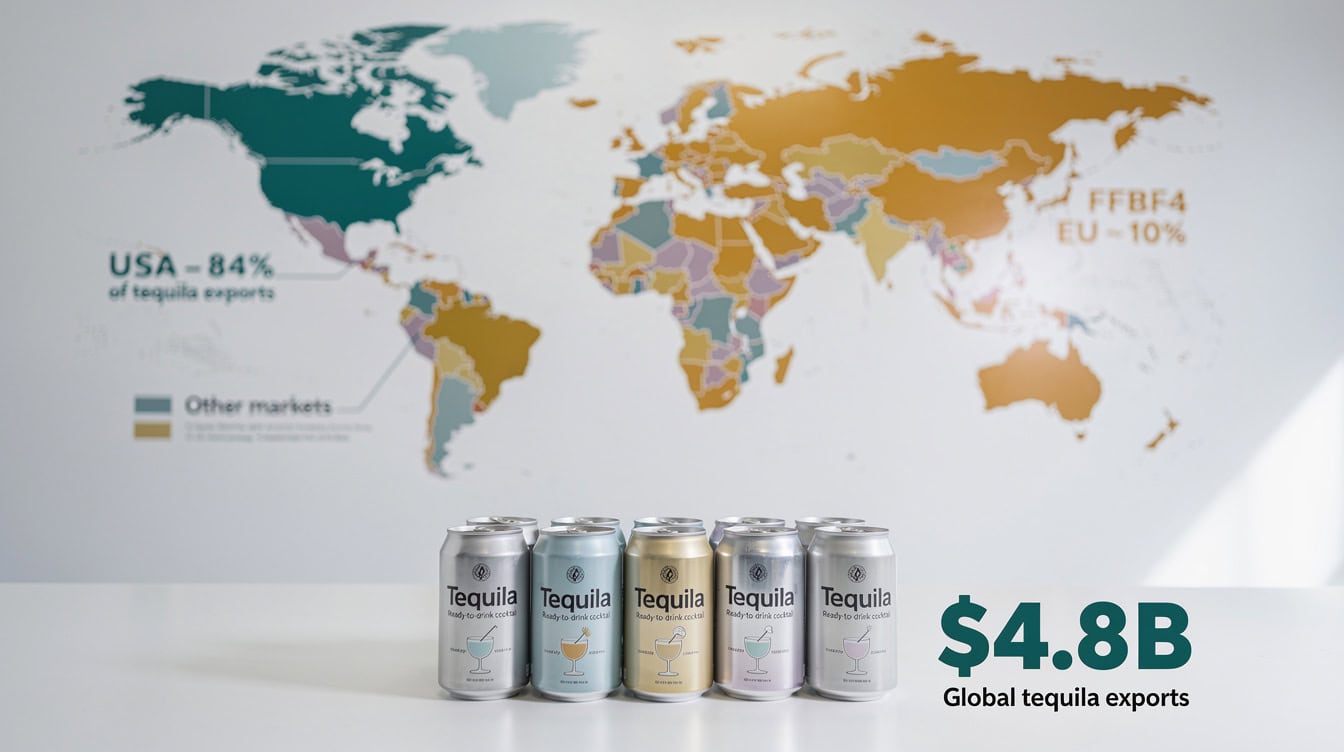 Image 2 | eFinancialModels World map of tequila export markets alongside canned RTD tequila cocktails