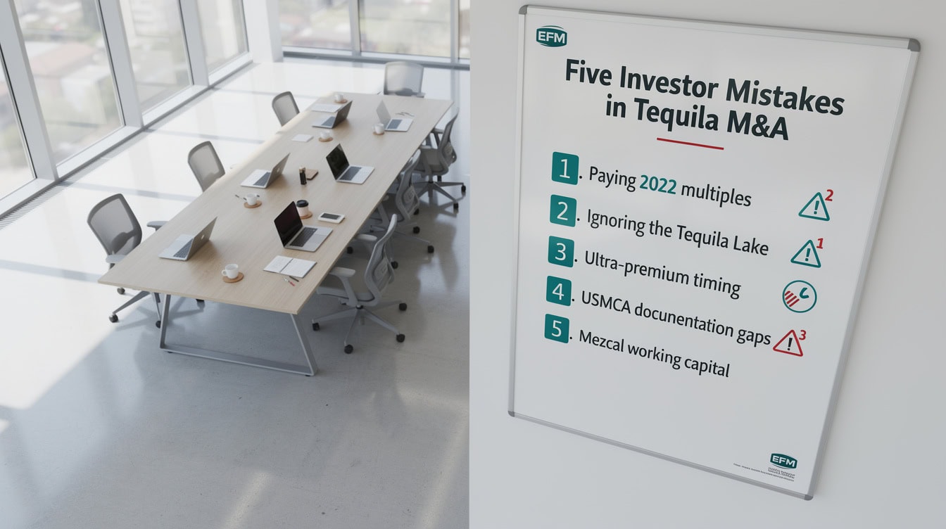 Image 5 | eFinancialModels Slide listing five investor mistakes in tequila and mezcal M&A