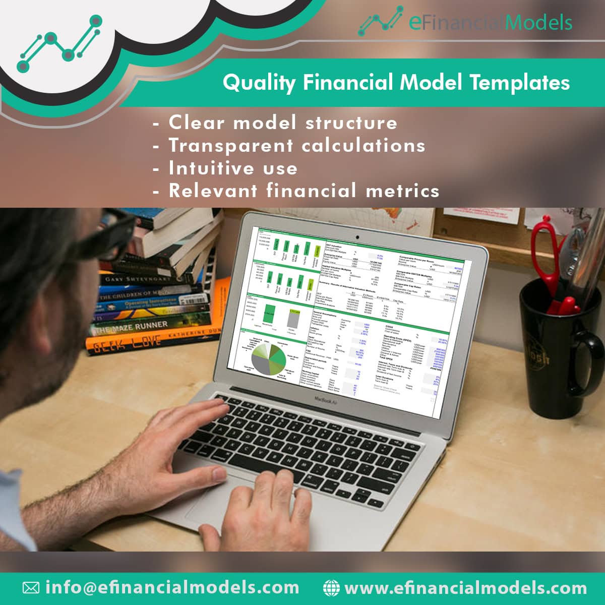 Financial analyst reviewing a completed DCF valuation model on screen after selecting the right financial modeling template platform | eFinancialModels Financial analyst reviewing a completed DCF valuation model on screen after selecting the right financial modeling template platform