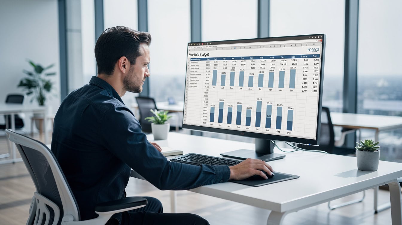 Internal planning model dashboard showing annual budget rolling cash flow scenario toggle and KPI summary panels | eFinancialModels Internal planning model dashboard showing annual budget, rolling cash flow, scenario toggle, and KPI summary panels
