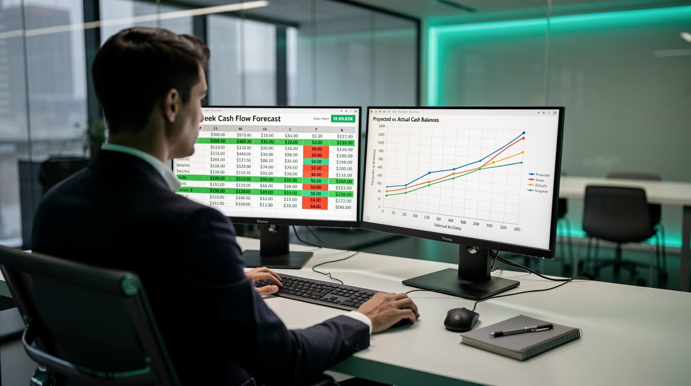 Lender reviewing projected financial statements with focus on cash flow and debt service coverage ratio | eFinancialModels Lender reviewing projected financial statements with focus on cash flow and debt service coverage ratio