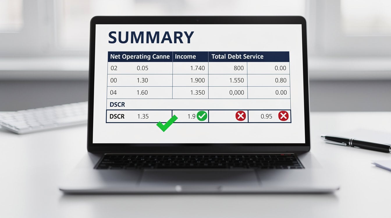 Bank loan business plan DSCR calculation table showing acceptable and rejected debt service coverage ratios | eFinancialModels Bank loan business plan DSCR calculation table showing acceptable and rejected debt service coverage ratios