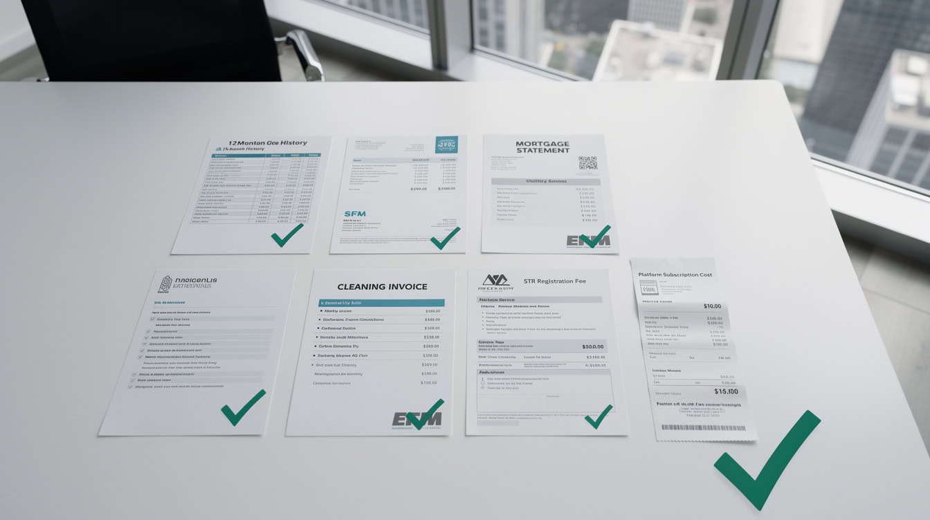Checklist showing 6 inputs needed before using the Airbnb profit calculator Excel template