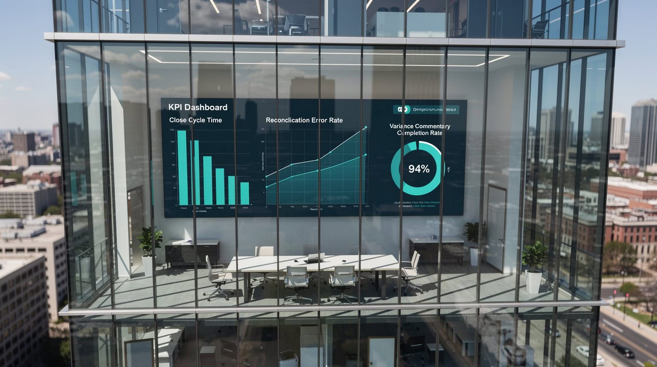 Close performance KPI dashboard showing cycle time reconciliation error rate and commentary completion rate trends | eFinancialModels Close performance KPI dashboard showing cycle time, reconciliation error rate, and commentary completion rate trends