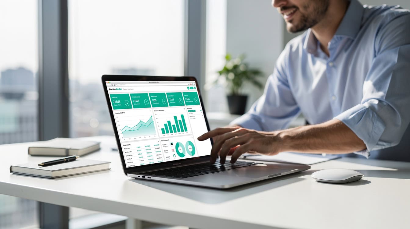 Finance analyst deploying a financial model template quickly on a laptop | eFinancialModels Finance analyst deploying a financial model template quickly on a laptop