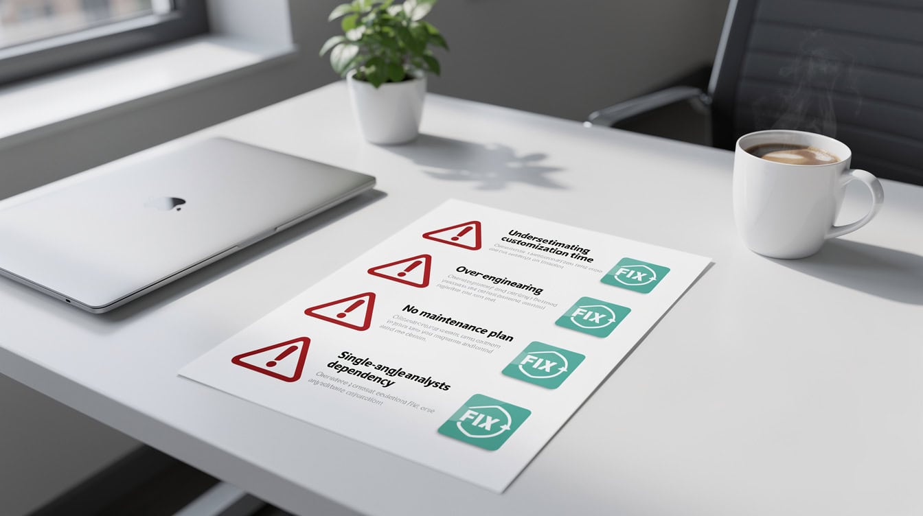 Five common financial modeling pitfalls illustrated as warning signs with fix indicators | eFinancialModels Five common financial modeling pitfalls illustrated as warning signs with fix indicators