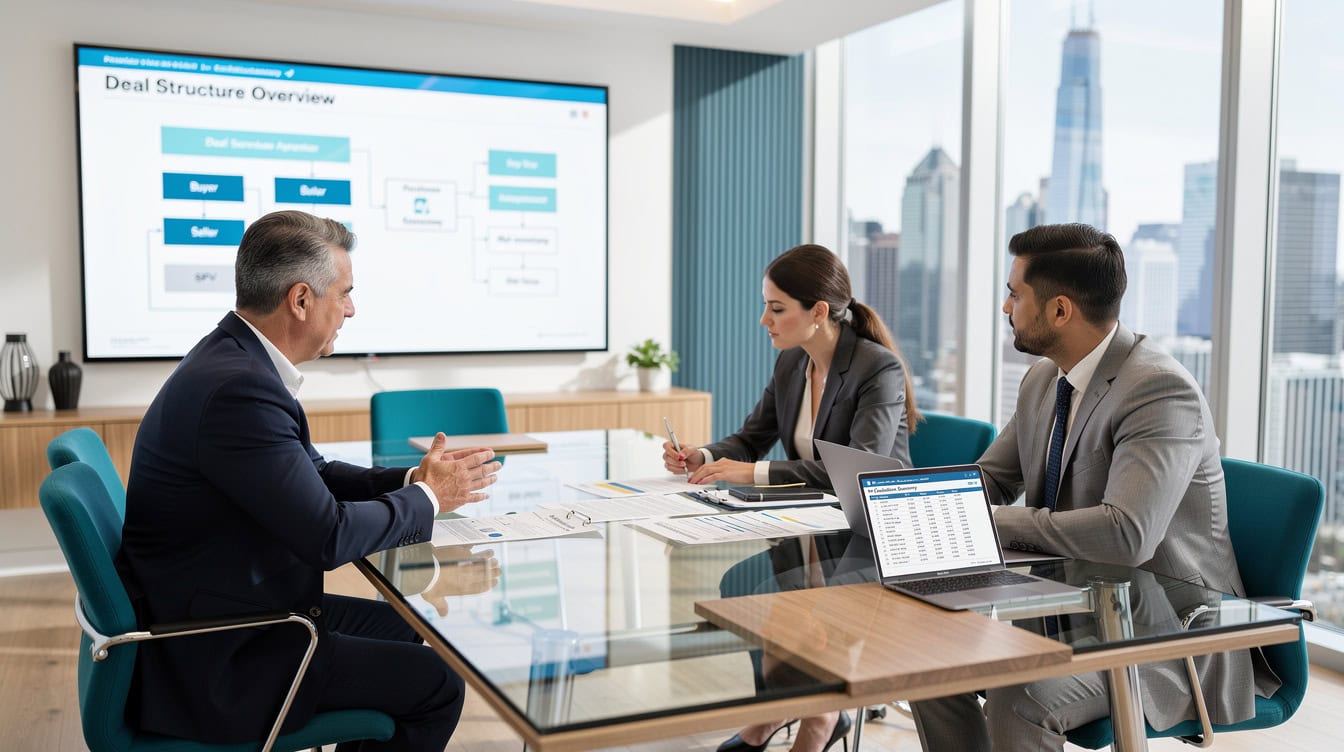 Transaction team of MA advisor attorney and CPA collaborating on a business sale | eFinancialModels Transaction team of M&A advisor, attorney, and CPA collaborating on a business sale