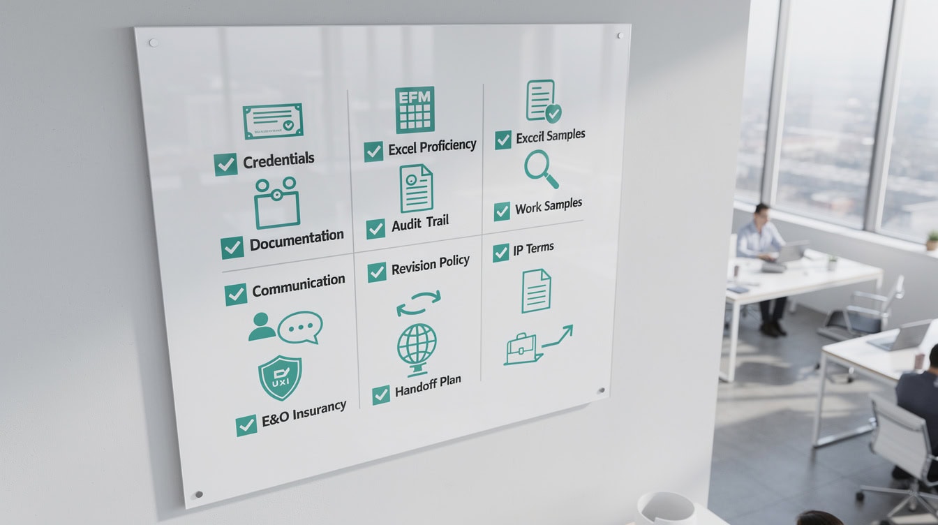 12-point financial modeling consultant evaluation checklist with scoring criteria | eFinancialModels 12-point financial modeling consultant evaluation checklist with scoring criteria