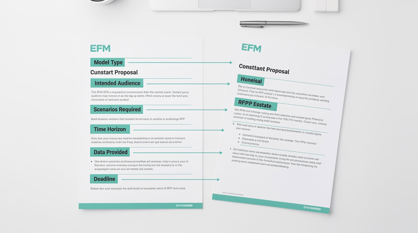 Financial modeling consultant RFP template structure with six required sections | eFinancialModels Financial modeling consultant RFP template structure with six required sections