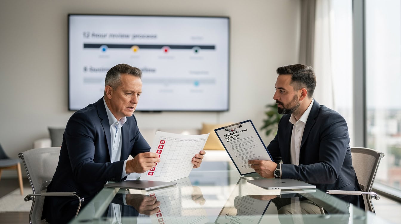 Third-party validation process showing fractional CFO review and Big Four advisory firm ASC 606 review timeline | eFinancialModels Third-party validation process showing fractional CFO review and Big Four advisory firm ASC 606 review timeline