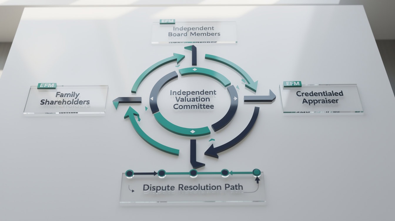 Governance structure diagram for family business valuation showing independent committee and dispute resolution path | eFinancialModels Governance structure diagram for family business valuation showing independent committee and dispute resolution path