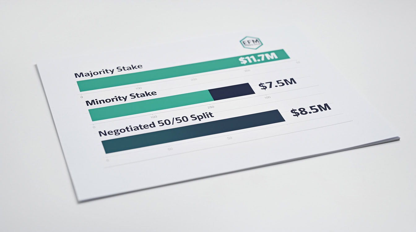 Comparison of control premium and minority discount impacts on majority minority and equal ownership stakes in a family business | eFinancialModels Comparison of control premium and minority discount impacts on majority, minority, and equal ownership stakes in a family business