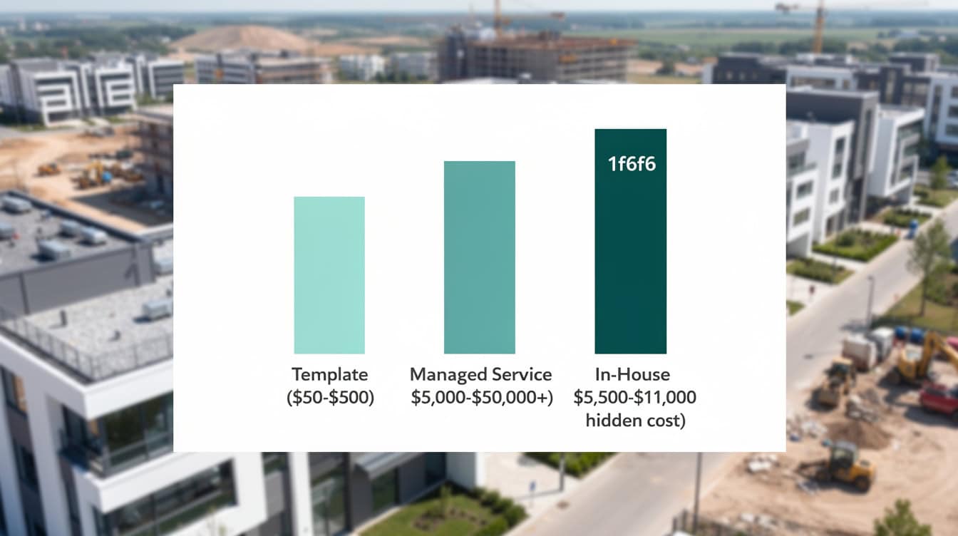 Bar chart comparing upfront costs of financial model templates versus managed services versus in-house development | eFinancialModels Bar chart comparing upfront costs of financial model templates versus managed services versus in-house development