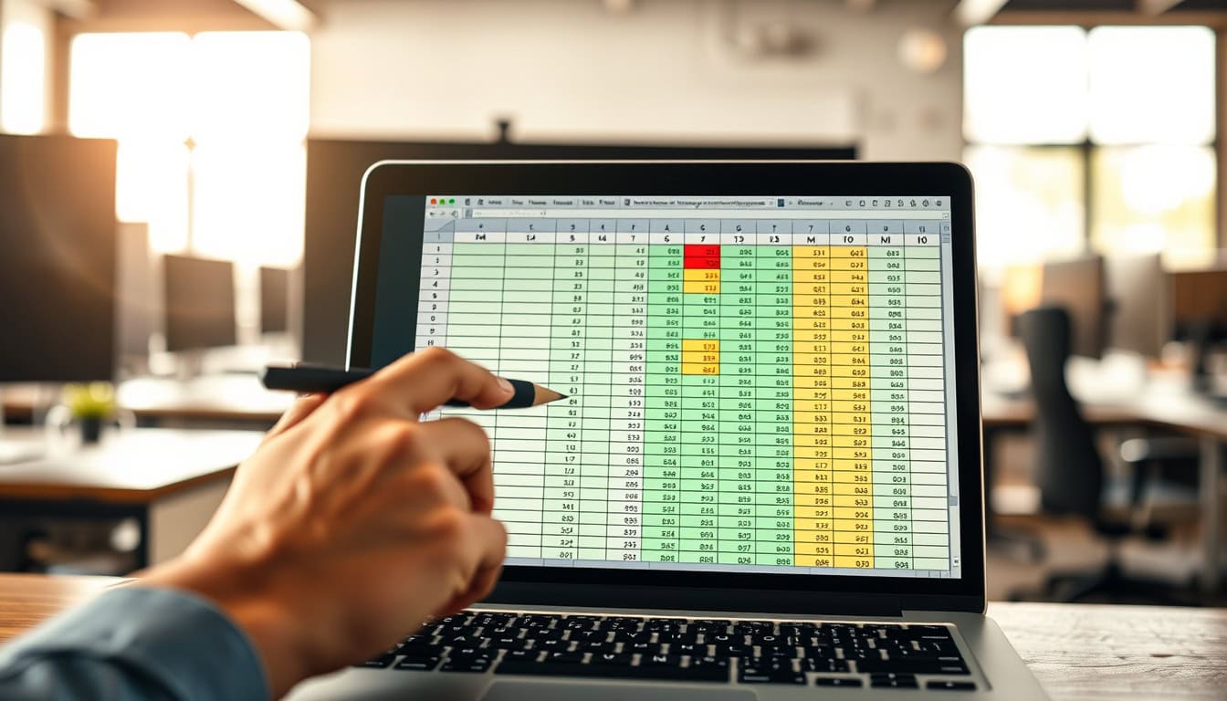 Excel worksheet showing a grid of net profit results shaded from green through yellow to red across revenue and cost combinations | eFinancialModels Excel worksheet showing a grid of net profit results shaded from green through yellow to red across revenue and cost combinations