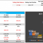 3-Year Financial Summary showing cash surplus, ROI, revenue, and expenses.