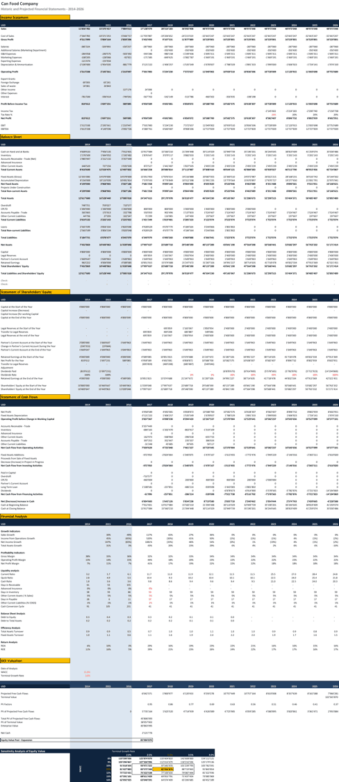 Can Food Manufacturing Company Financial Projections