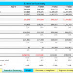 Executive Summary Financial Model | eFinancialModels Graph detailing Executive Summary of financial model with revenues and expenses from FY 2019 to FY 2023.