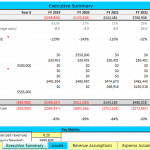 Executive Summary Financial Metrics | eFinancialModels Executive summary showing EBITDA, cash flow, and cumulative cash position metrics for financial analysis.