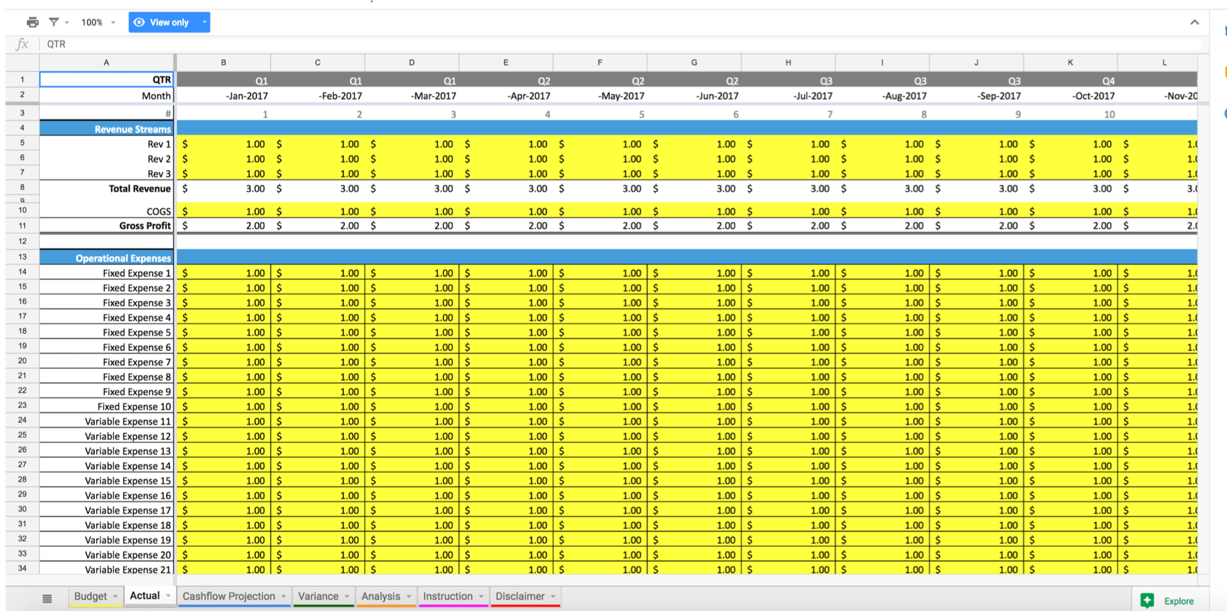 Google Docs Budget vs Actual