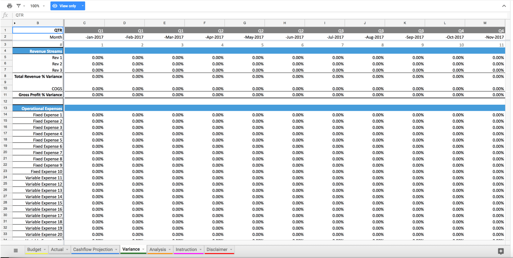 Google Docs Budget vs Actual