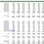 Serviced office income statement showing revenues and expenses over ten years.