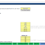 User input section detailing financial year and error checks in Excel model.